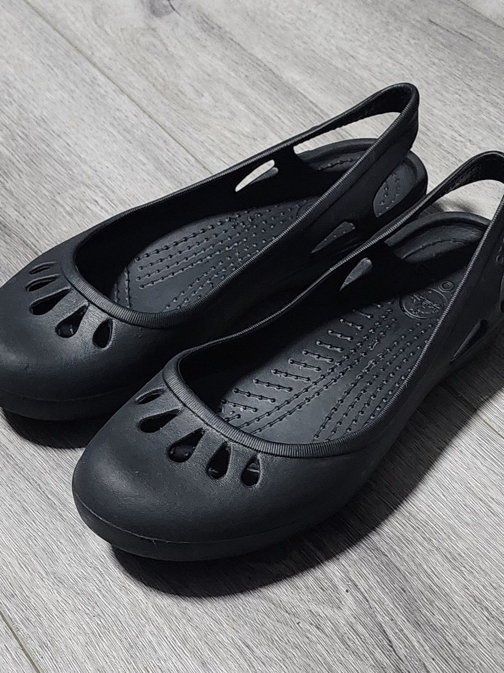 Crocs Kadee Slingback Black Slip On Ballet Flats  Sandals Shoes Womens Size 8